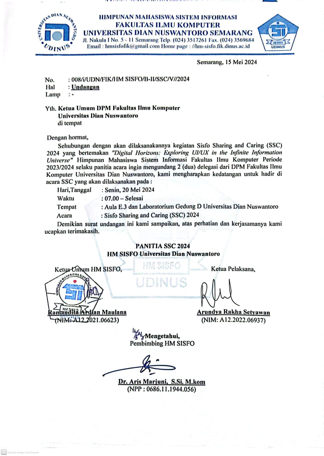 Surat Undangan Delegasi DPM FIK